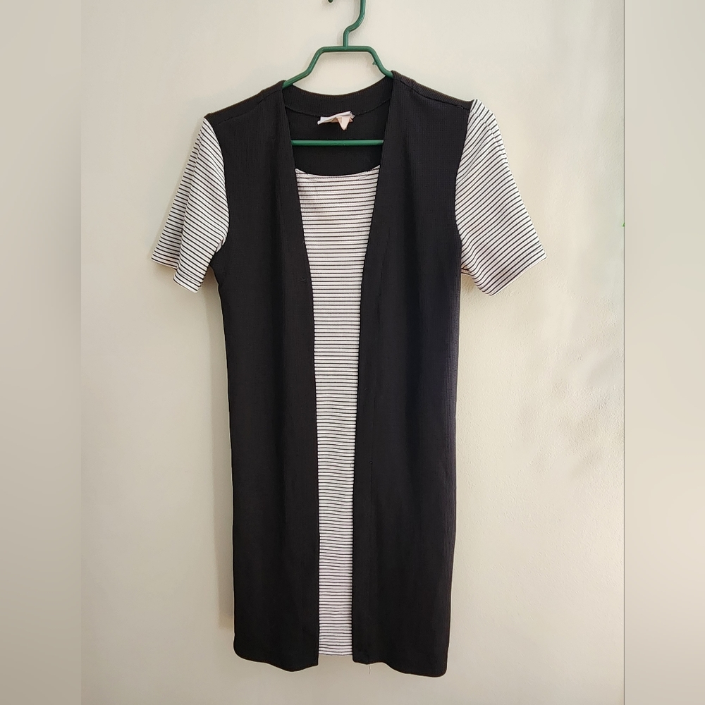 Stripped bodycon dress built in vest.